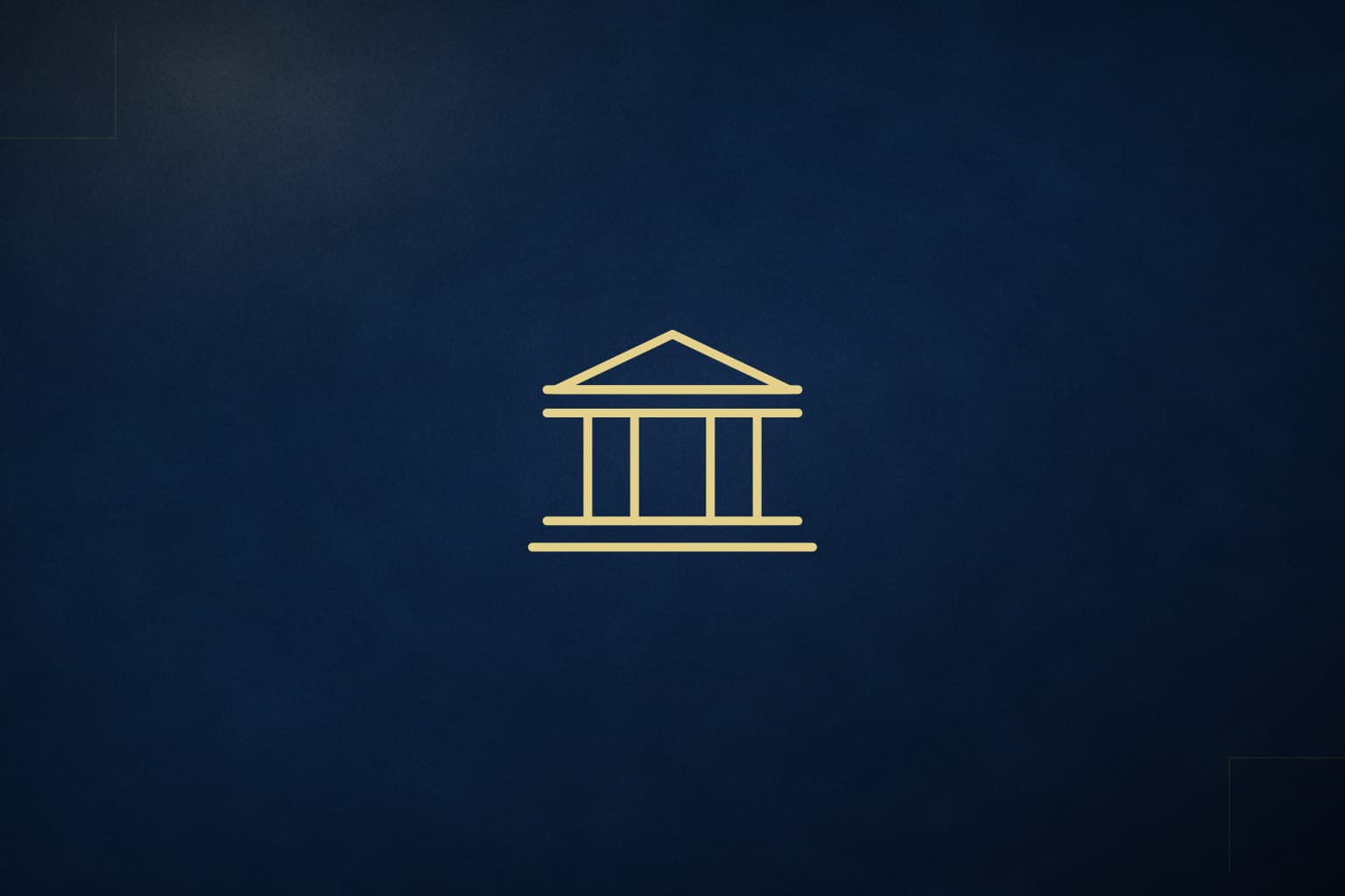 أيقونة خطية ذهبية لواجهة كلاسيكية بأعمدة على خلفية كحلية